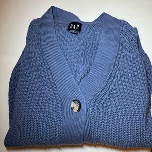 GAP 100% cotton Women’s Slate Blue V-Neck Knit Button Cardigan